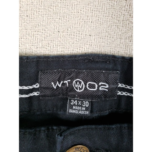 WT02 Jeans Mens 34×30 Black Denim Mid Rise Straight Wide Leg Gurnge Outdoor - Picture 7 of 9